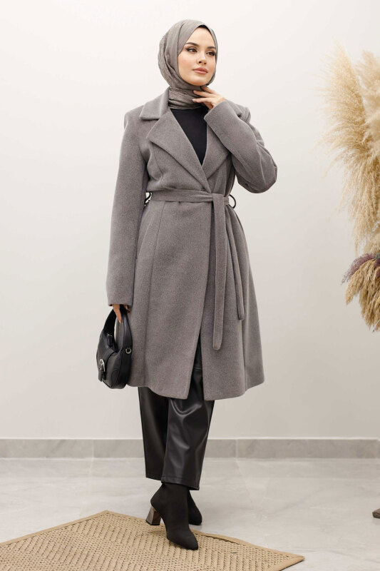 Astarlı Ara Boy Fox Kaban TSD250245 Gri - 3