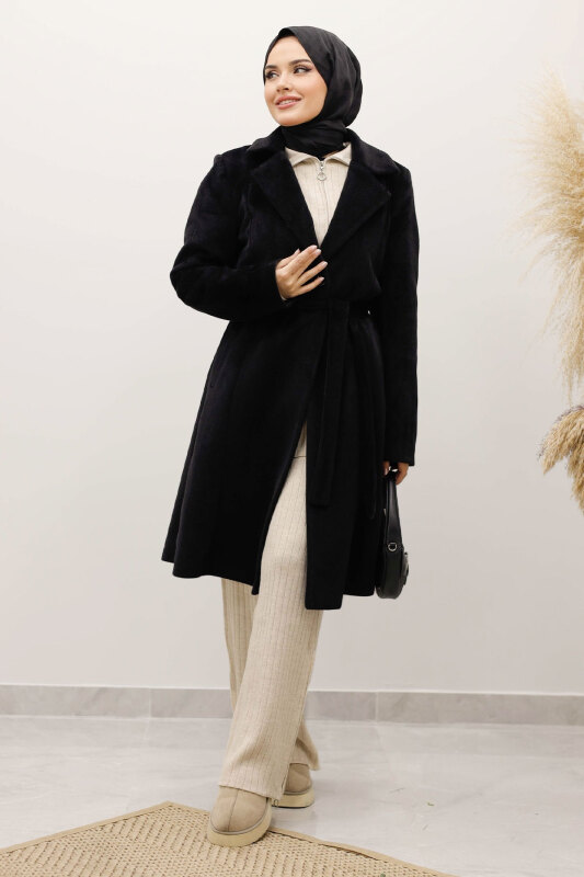 Astarlı Ara Boy Fox Kaban TSD250245 Siyah - 3