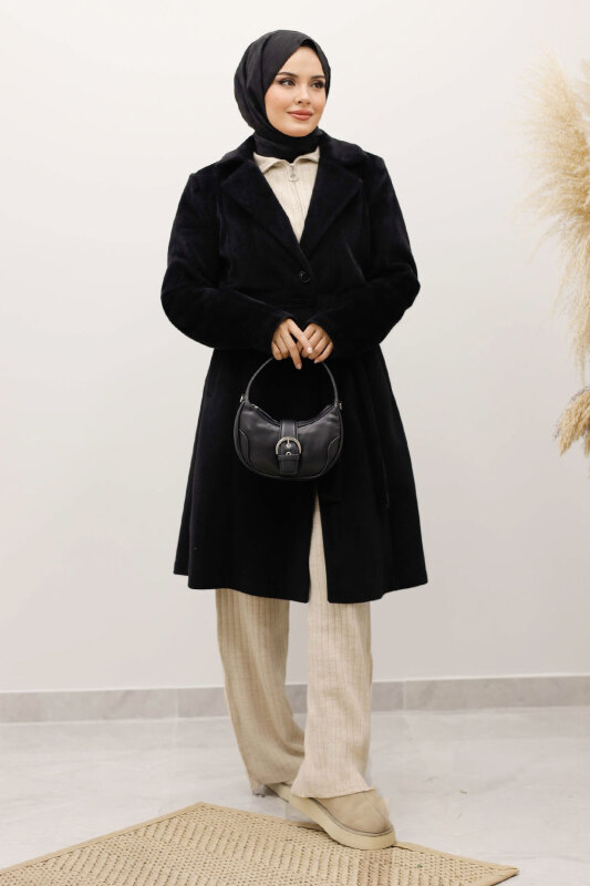 Astarlı Ara Boy Fox Kaban TSD250245 Siyah - 4