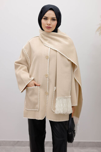 Atkılı Kaşe Kaban TSD260106 Bej - 2