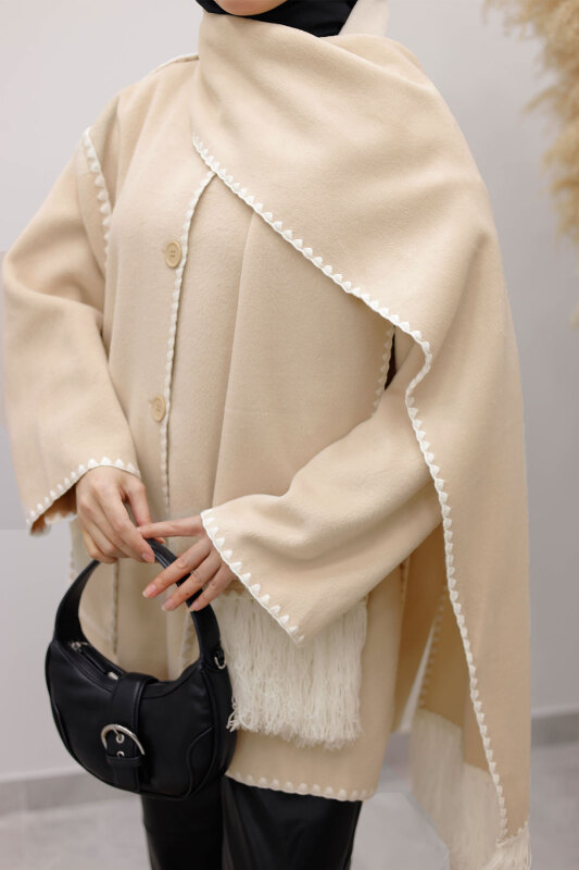 Atkılı Kaşe Kaban TSD260106 Bej - 4