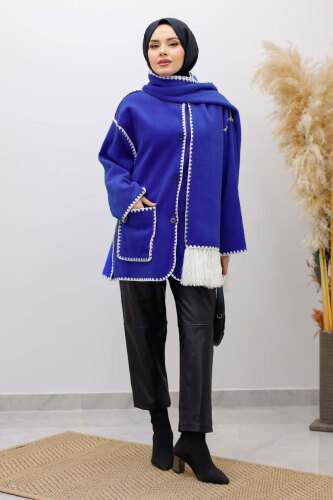 Atkılı Kaşe Kaban TSD260106 Saks Mavi - 1