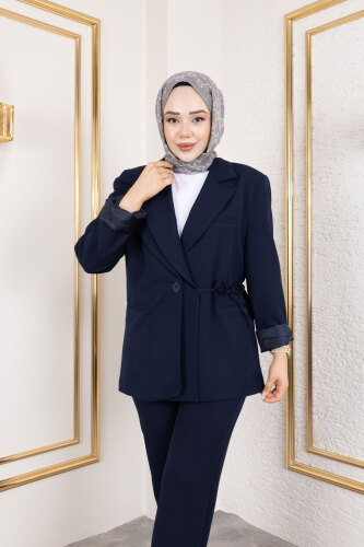 Bağlama Detaylı Blazer Takım TSD250196 Lacivert - 2