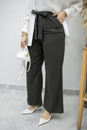 Bağlama Detaylı Cepli Pantolon TSD260166 Füme - 3