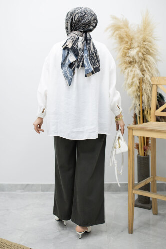 Bağlama Detaylı Cepli Pantolon TSD260166 Füme - 6