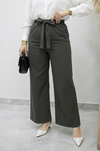 Bağlama Detaylı Cepli Pantolon TSD260166 Füme 