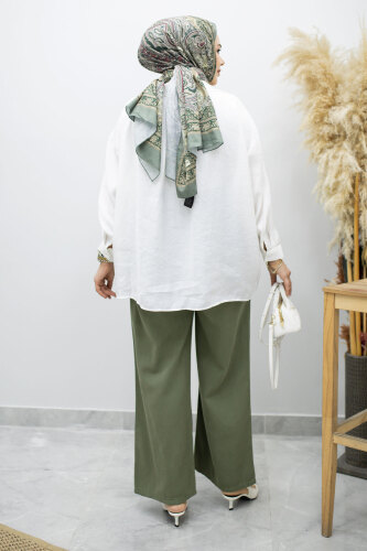 Bağlama Detaylı Cepli Pantolon TSD260166 Haki - 6