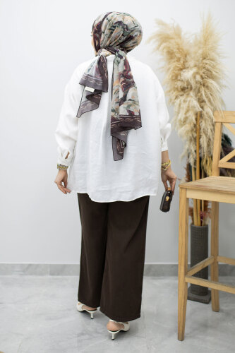 Bağlama Detaylı Cepli Pantolon TSD260166 Kahverengi - 6