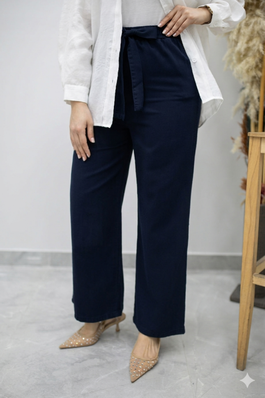 Bağlama Detaylı Cepli Pantolon TSD260166 Lacivert - Tesettür Dünyası