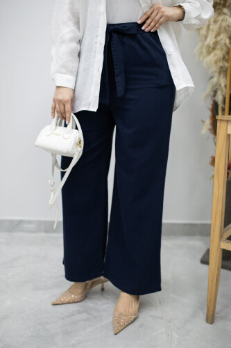 Bağlama Detaylı Cepli Pantolon TSD260166 Lacivert - 3
