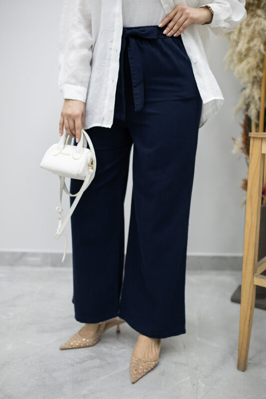 Bağlama Detaylı Cepli Pantolon TSD260166 Lacivert - 3