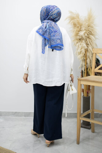 Bağlama Detaylı Cepli Pantolon TSD260166 Lacivert - 6