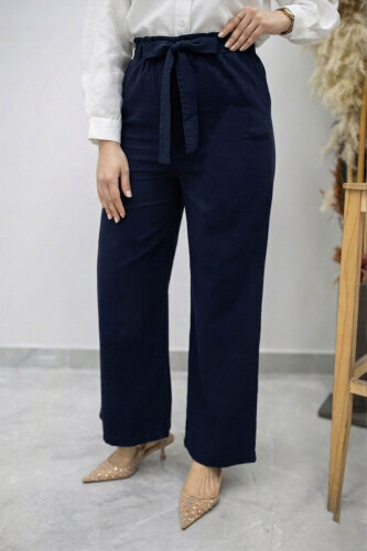 Bağlama Detaylı Cepli Pantolon TSD260166 Lacivert 