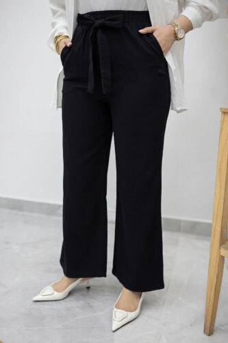 Bağlama Detaylı Cepli Pantolon TSD260166 Siyah 