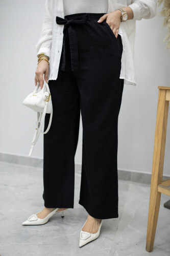 Bağlama Detaylı Cepli Pantolon TSD260166 Siyah - 4