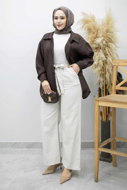 Bağlama Detaylı Cepli Pantolon TSD260166 Taş Rengi - Tesettür Dünyası (1)