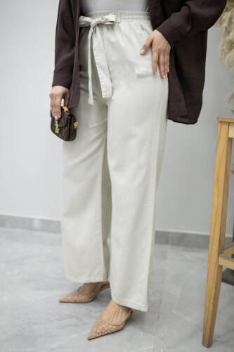 Bağlama Detaylı Cepli Pantolon TSD260166 Taş Rengi - 3