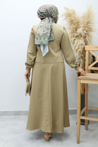 Bağlamalı Yelekli Elbise TSD260153 Yeşil - 6