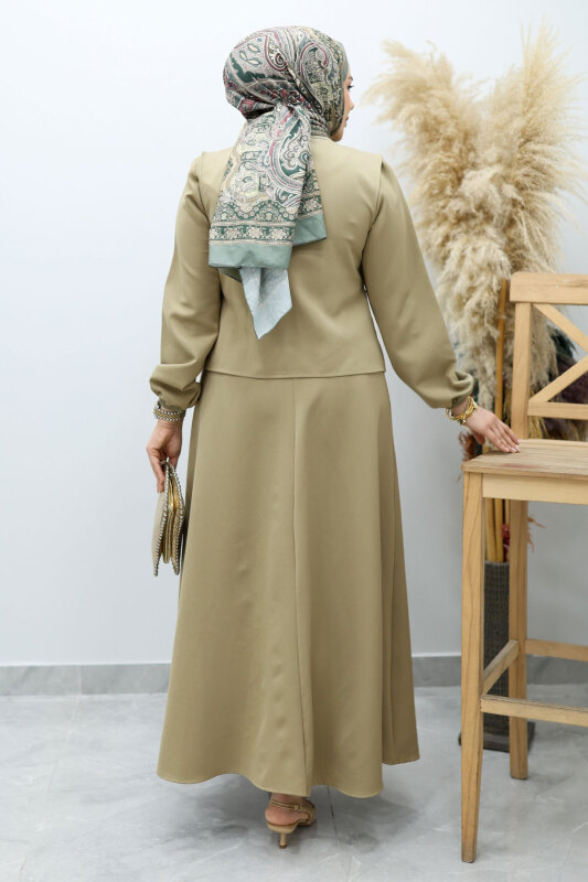 Bağlamalı Yelekli Elbise TSD260153 Yeşil - 6