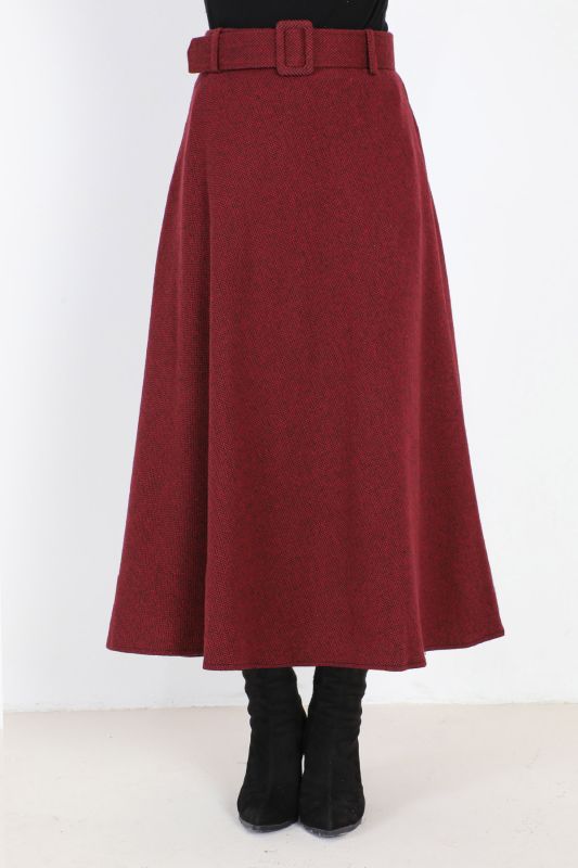 Balıksırtı Desenli Mevlana Etek TSD0047 Bordo - 2