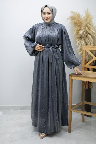 Balon Kol Taş Detaylı Abiye TSD260182 Lacivert - 1