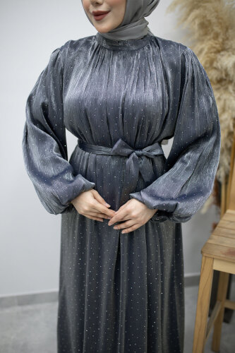 Balon Kol Taş Detaylı Abiye TSD260182 Lacivert - 4