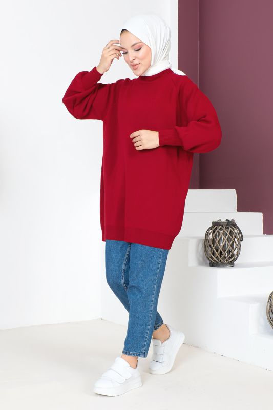 Basic Triko Tunik TSD230715 Bordo - 3