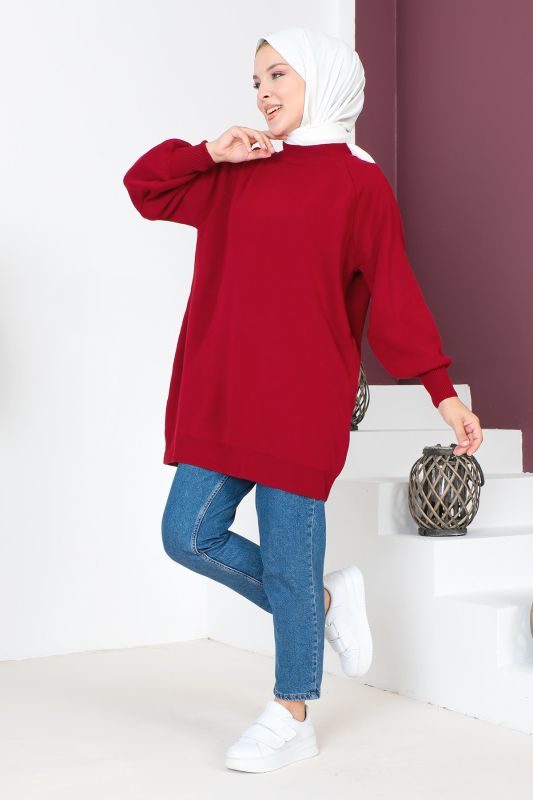 Basic Triko Tunik TSD230715 Bordo - 4