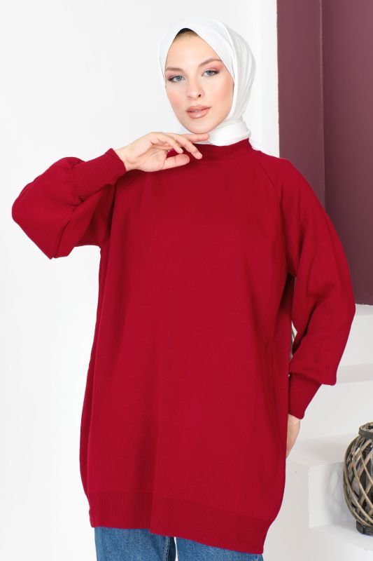 Basic Triko Tunik TSD230715 Bordo - 2