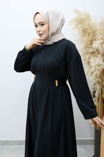 Beli Broş Detaylı Elbise TSD260149 Lacivert - Tesettür Dünyası (1)
