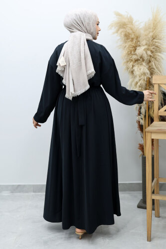 Beli Broş Detaylı Elbise TSD260149 Lacivert - 6