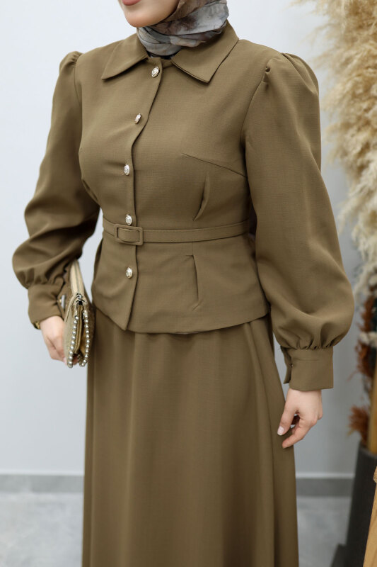 Beli Kemerli Etekli Takım TSD260150 Haki - 4