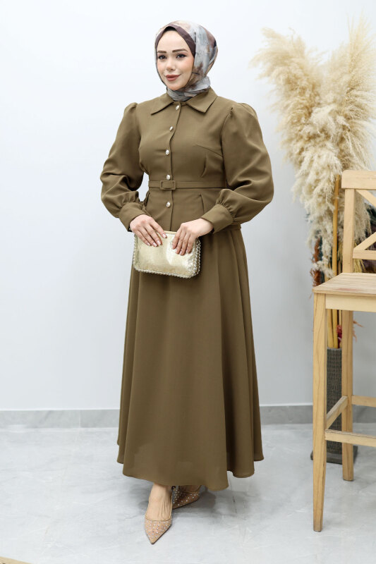 Beli Kemerli Etekli Takım TSD260150 Haki - 5