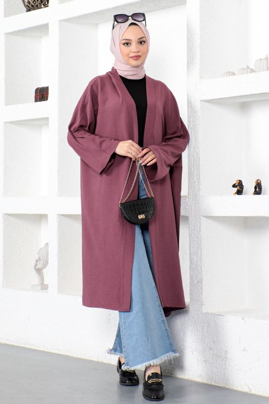 Beli Kuşaklı Kimono TSD220521 Mürdüm - 4