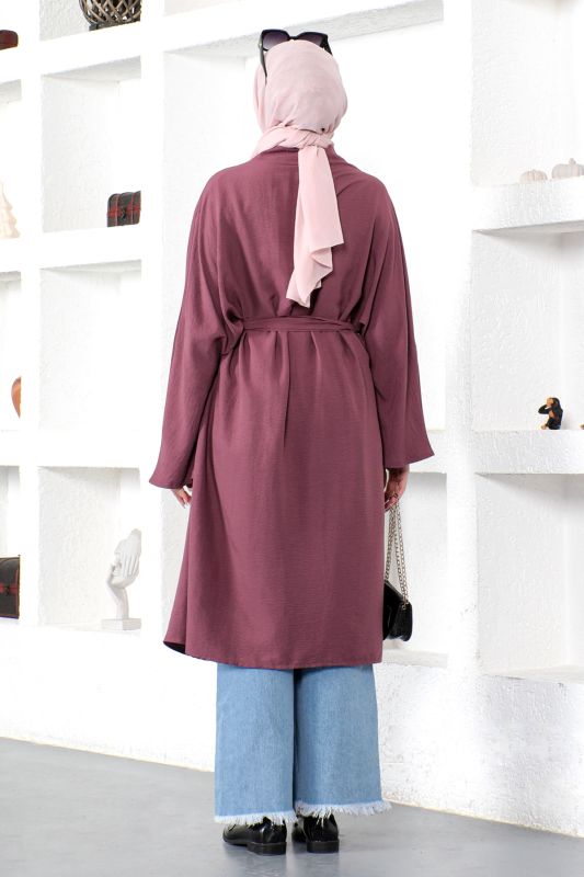 Beli Kuşaklı Kimono TSD220521 Mürdüm - 5