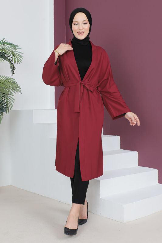 Beli Kuşaklı Kimono TSD230511 Bordo - 1