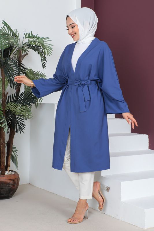 Beli Kuşaklı Kimono TSD230511 İndigo - 4