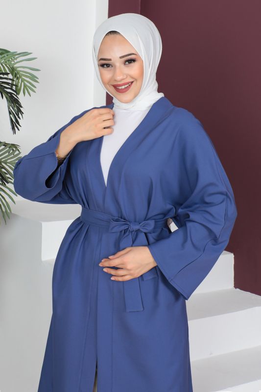 Beli Kuşaklı Kimono TSD230511 İndigo - 2