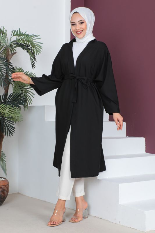 Beli Kuşaklı Kimono TSD230511 Siyah - 1