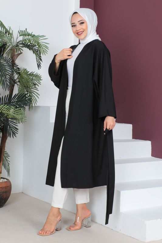 Beli Kuşaklı Kimono TSD230511 Siyah - 3