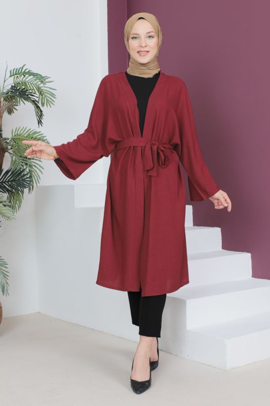 Beli Kuşaklı Kimono TSD230513 Bordo - 1