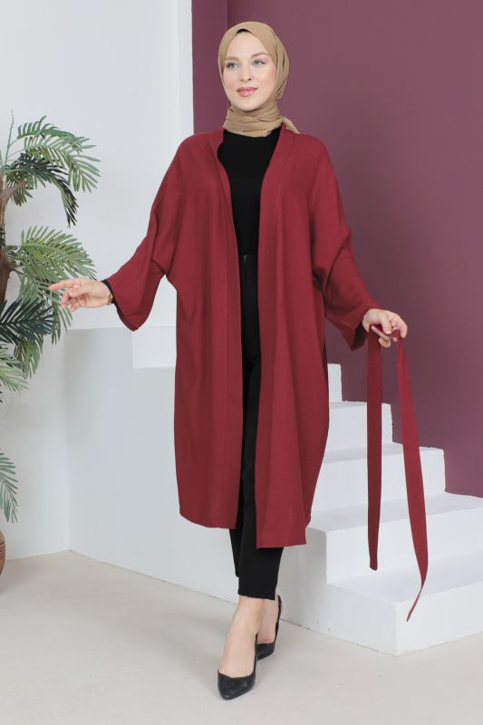 Beli Kuşaklı Kimono TSD230513 Bordo - 3