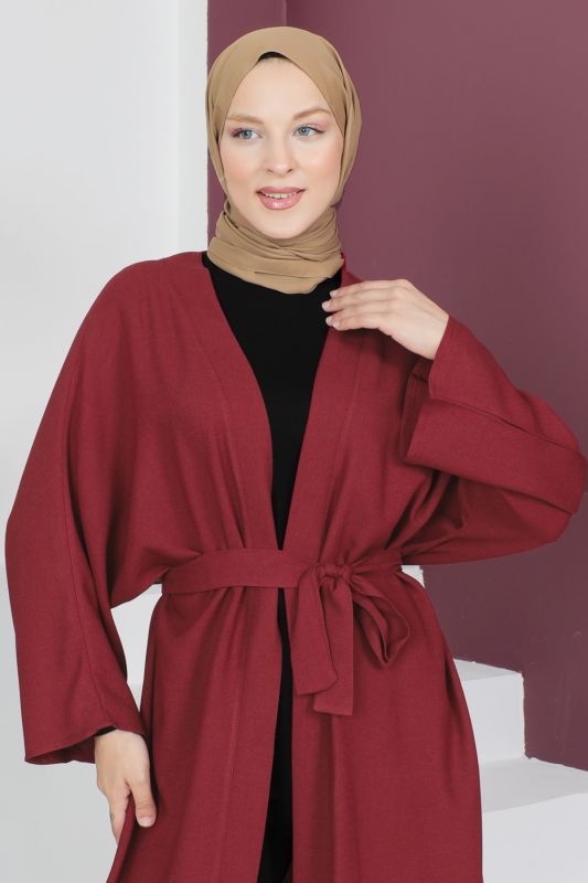 Beli Kuşaklı Kimono TSD230513 Bordo - 2