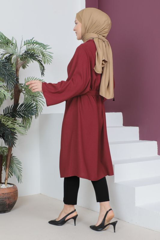 Beli Kuşaklı Kimono TSD230513 Bordo - 5