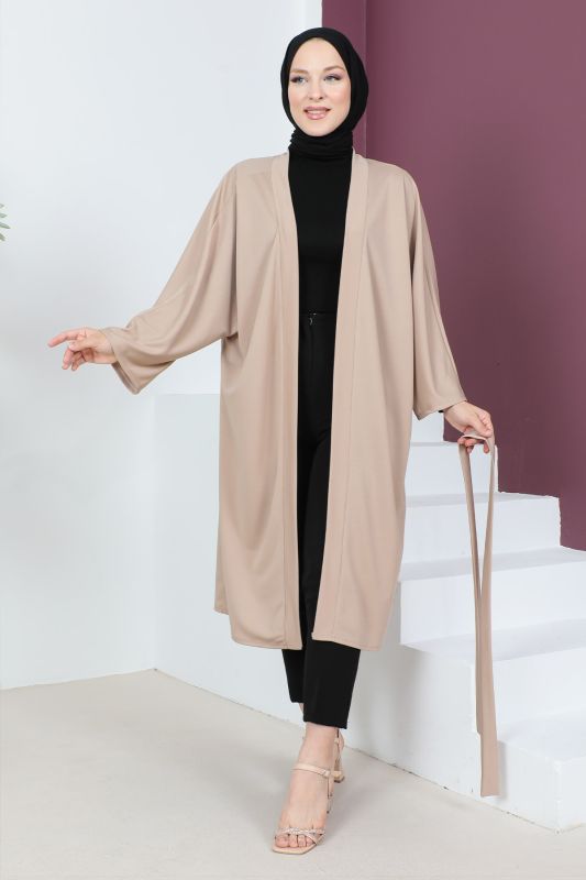 Beli Kuşaklı Kimono TSD230616 Bej - 3