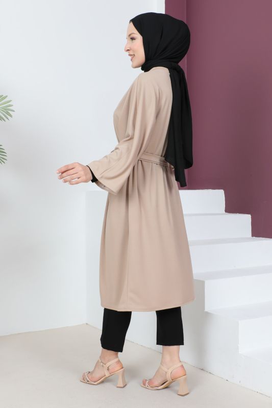 Beli Kuşaklı Kimono TSD230616 Bej - 5