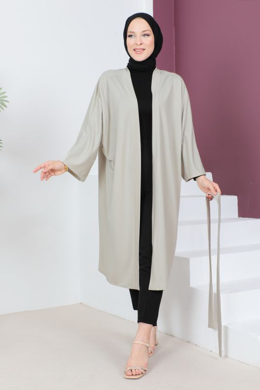 Beli Kuşaklı Kimono TSD230617 Bej - 3