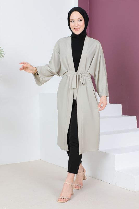 Beli Kuşaklı Kimono TSD230617 Bej - 4