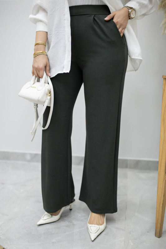 Beli Lastikli Cepli Palazzo Pantolon TSD260159 Antrasit - 3