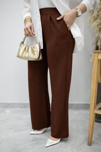 Beli Lastikli Cepli Palazzo Pantolon TSD260159 Kahverengi 